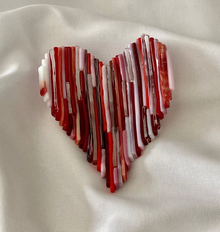 fused glass heart bowl