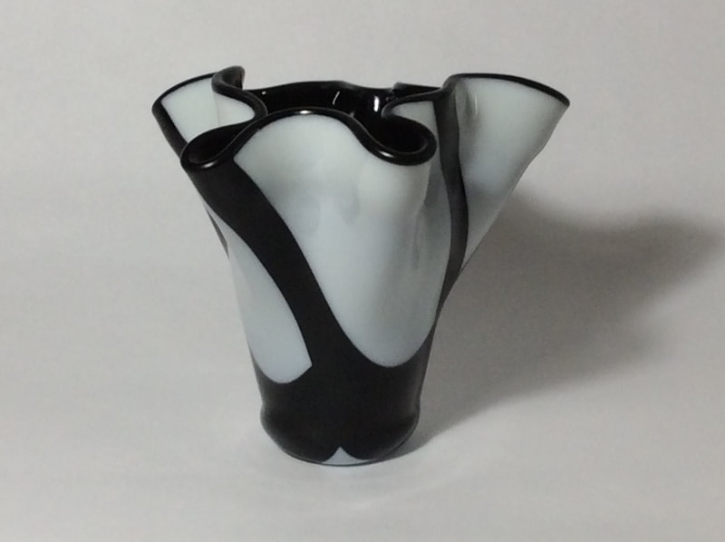 fused glass draped vase