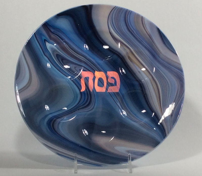 fused glass Passover seder plate