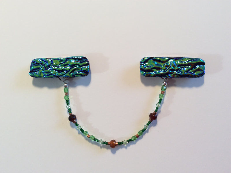 fused dichroic glass tallit clips