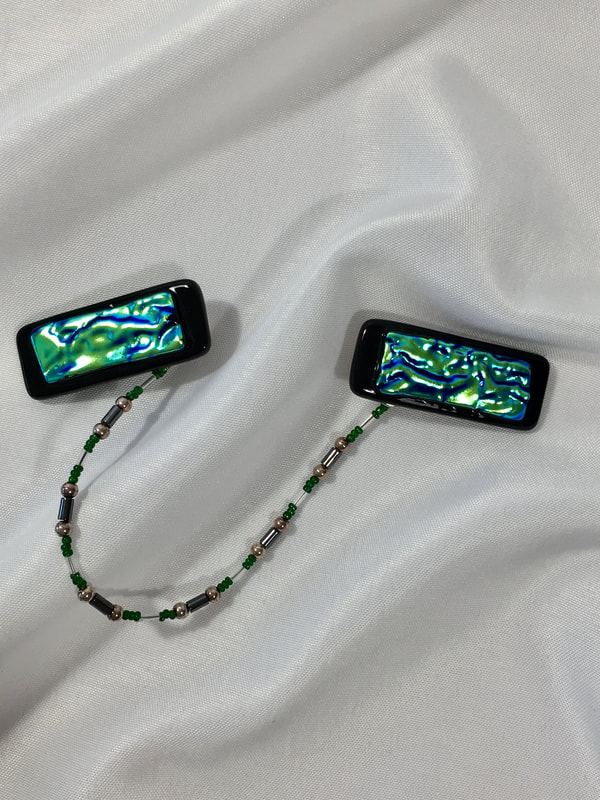 fused dichroic glass tallit clips